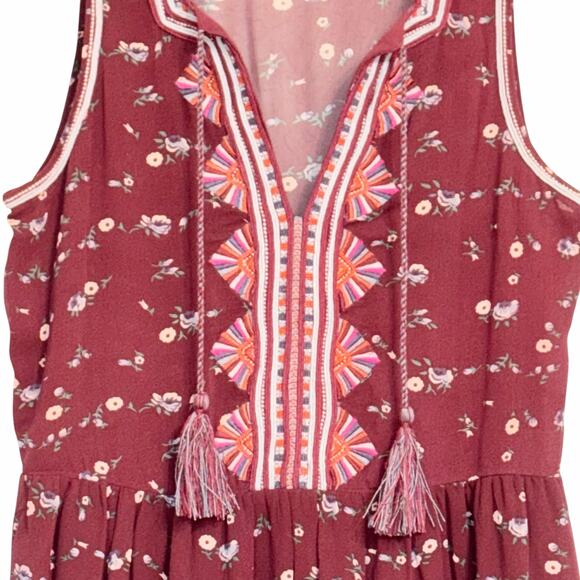 Ulla Johnson x Barney's New York Leena Embroidered Burgundy Silk Midi Dress 6 - Picture 6 of 10